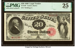 image for: Fr. 146* $20 1880 Legal Tender Star PMG Very Fine 25....