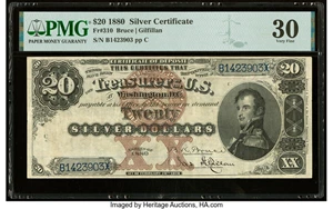 image for: Fr. 310 $20 1880 Silver Certificate PMG Very Fine 30....