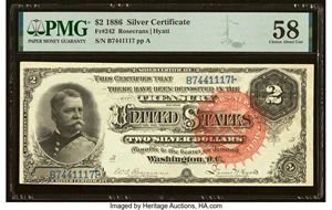 image for: Fr. 242 $2 1886 Silver Certificate PMG Choice About Unc 58....