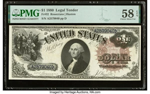 image for: Fr. 32 $1 1880 Legal Tender PMG Choice About Unc 58 EPQ....