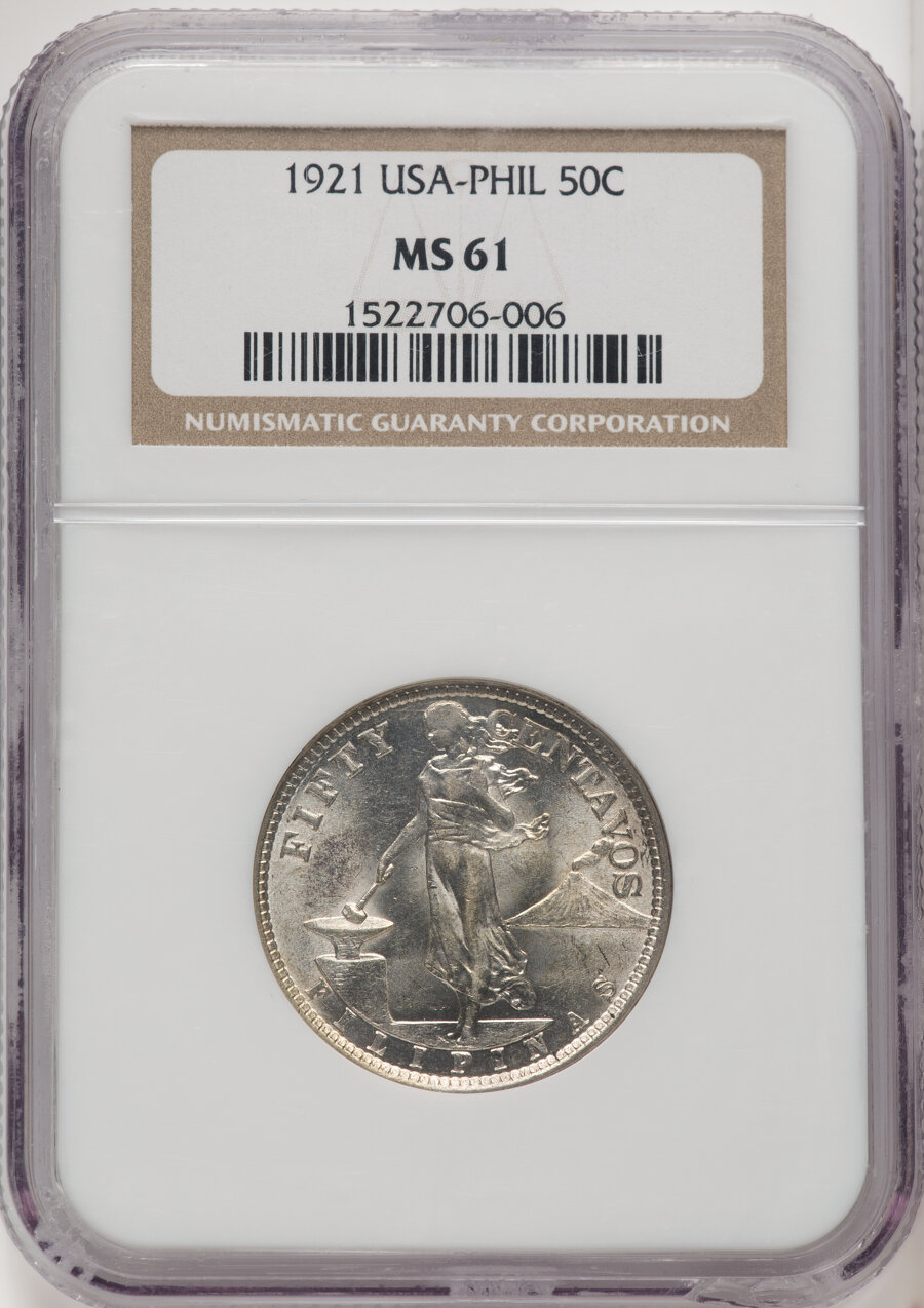 image for: 1921 50C Philippines MS61 NGC. NGC Census: (0/0)....
