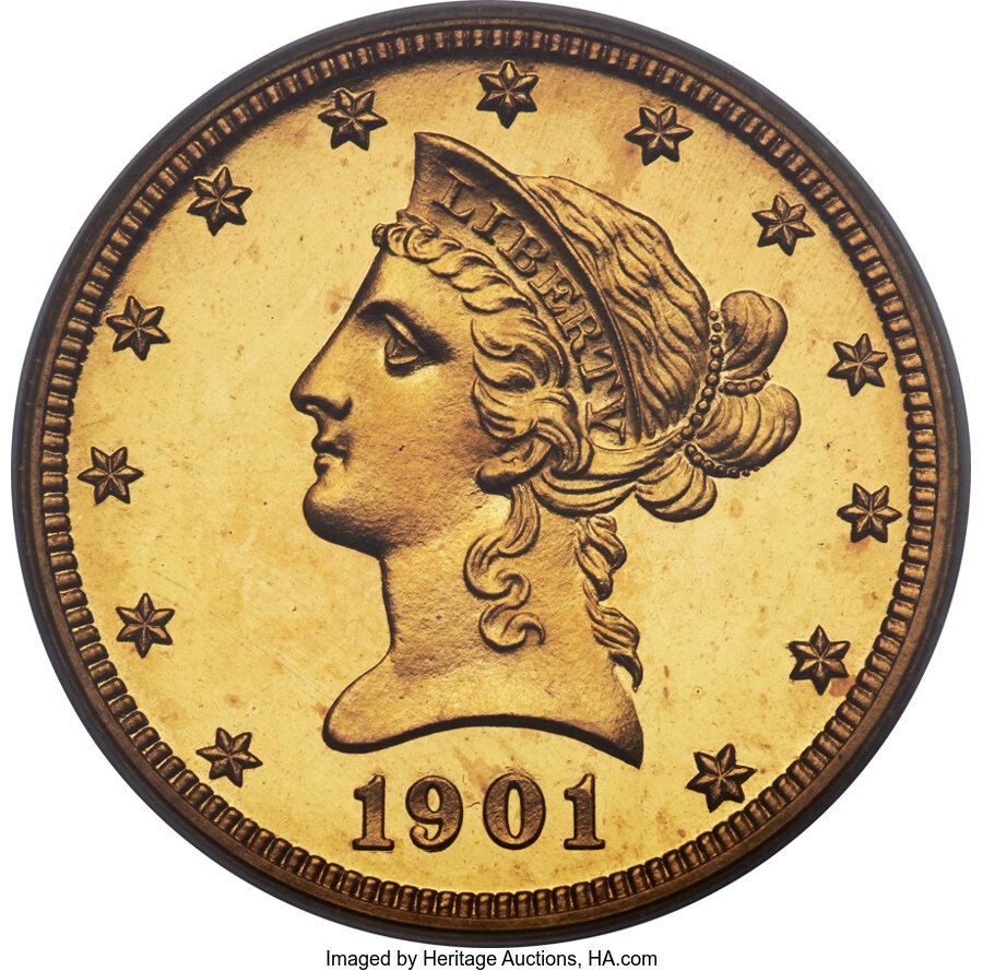 image for: 1901 $10 JD-1, Low R.5, PR66 Cameo PCGS. ...