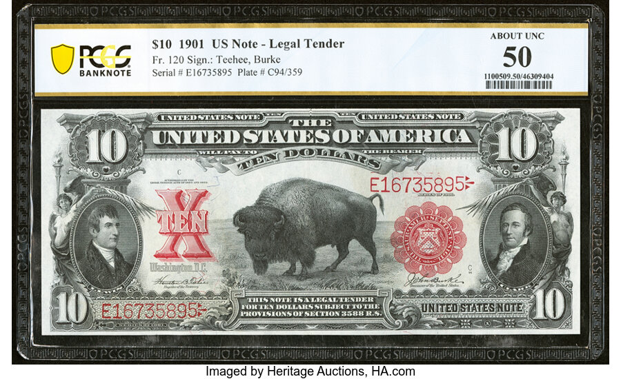 image for: Fr. 120 $10 1901 Legal Tender PCGS Banknote About Unc 50....