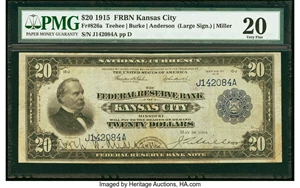 image for: Fr. 826a $20 1915 Federal Reserve Bank Note PMG Very Fine 20....