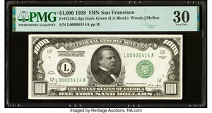 image for: Fr. 2210-L $1,000 1928 Federal Reserve Note. PMG Very Fine 30....
