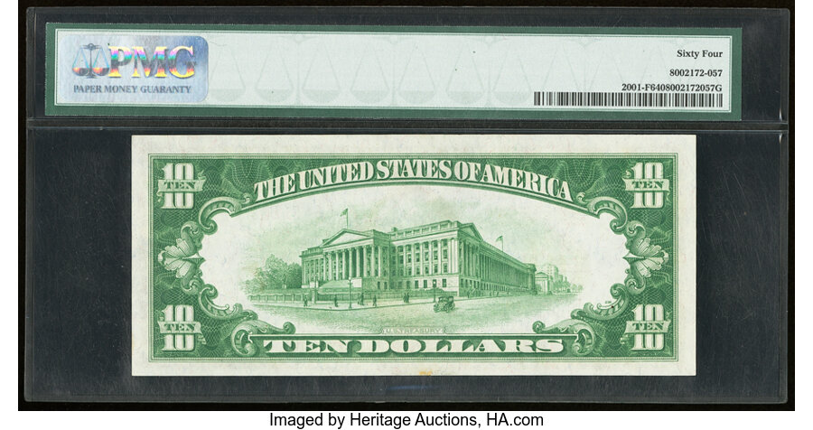 image for: Fr. 2001-F $10 1928A Federal Reserve Note. PMG Choice Uncirculated 64....