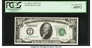 image for: Fr. 2001-G $10 1928A Federal Reserve Note. PCGS Very Choice New 64PPQ....