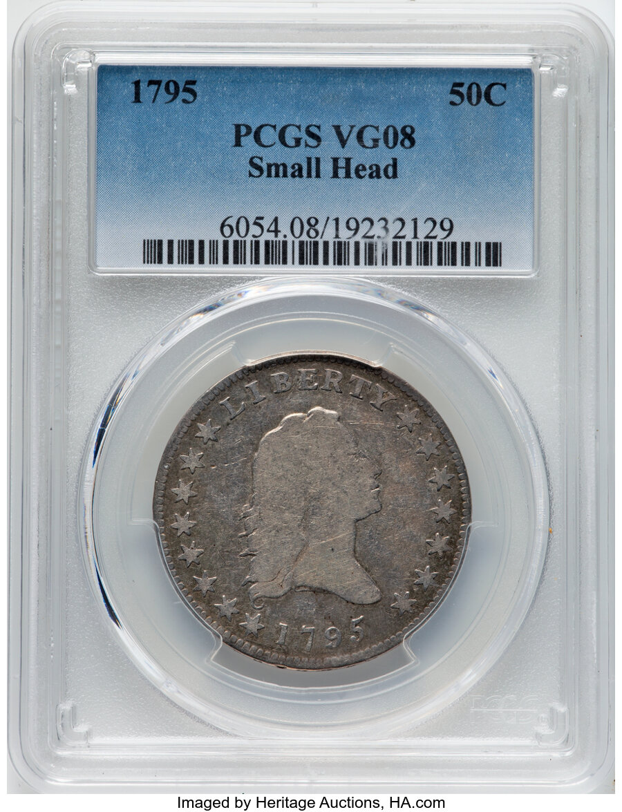 image for: 1795 50C Small Head, O-126a, High R.4, VG8 PCGS. PCGS Population: (14/29).Ex: FUN Signature (Heritage, 1/2013), lot 425...