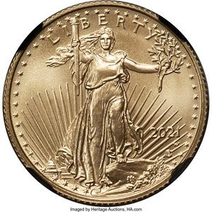 image for: 2021-W $10 Quarter Ounce Gold Eagle, Type Two, Unfinished Proof Dies, MS70 NGC....