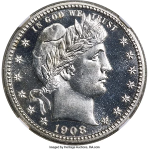 image for: 1908 25C PR67 Cameo NGC....