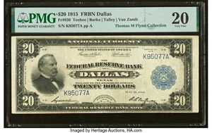 image for: Fr. 830 $20 1915 Federal Reserve Bank Note PMG Very Fine 20....