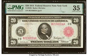 image for: Fr. 953b $20 1914 Red Seal Federal Reserve Note PMG Choice Very Fine 35....