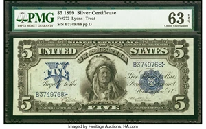 image for: Fr. 272 $5 1899 Silver Certificate PMG Choice Uncirculated 63 EPQ....