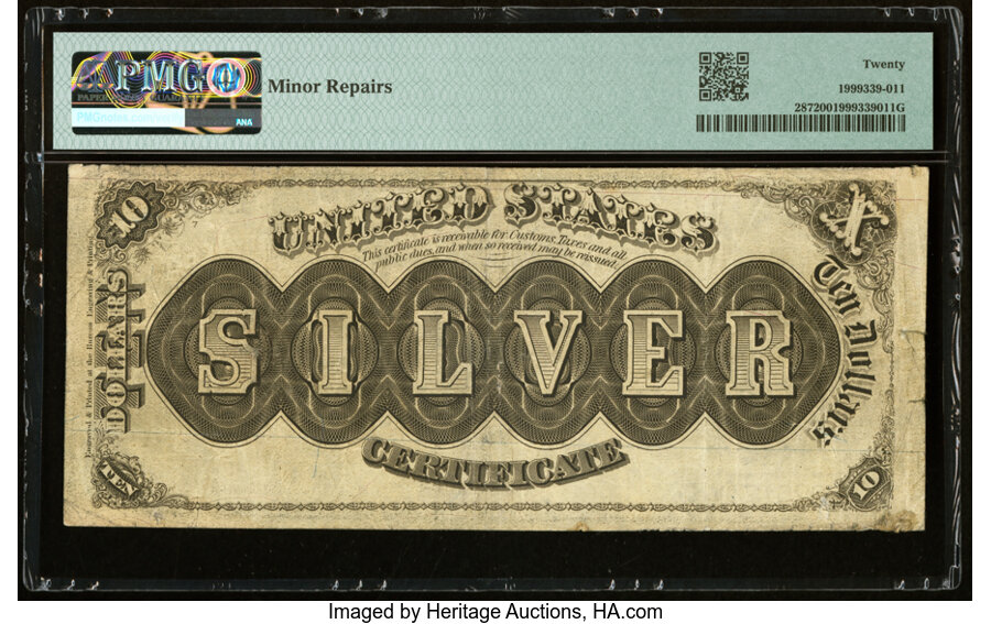 image for: Fr. 287 $10 1880 Silver Certificate PMG Very Fine 20....