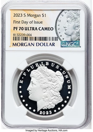 image for: 2023-S $1 Morgan Dollar, First Day of Issue, PR70 Ultra Cameo NGC. ...