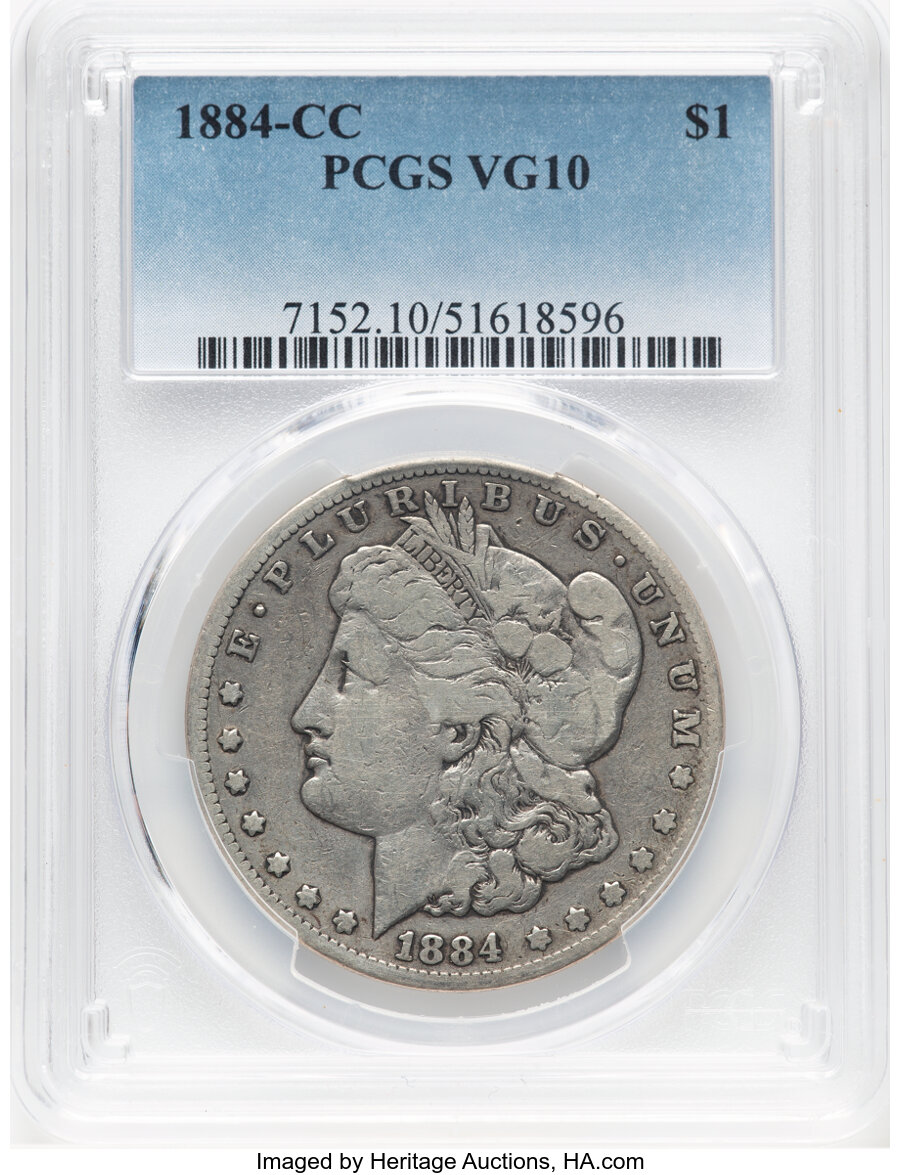 1884-CC $1 VG10 PCGS. PCGS Population: (17/57302). Mintage 1,136,000. ...