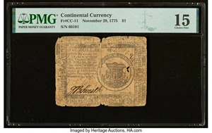 image for: Continental Currency November 29, 1775 $1 PMG Choice Fine 15....