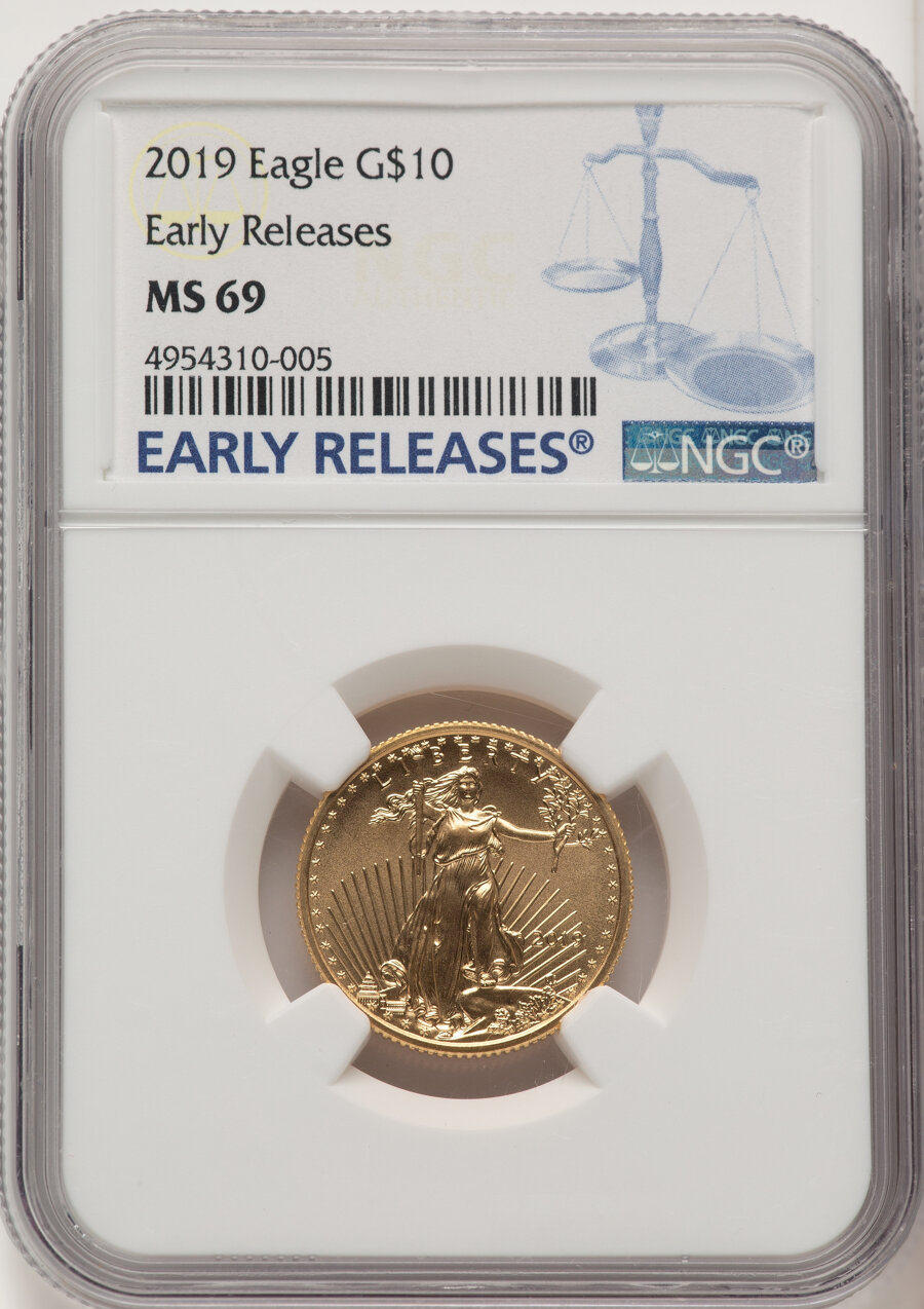 image for: 2019 $10 Quarter Ounce Gold Eagle, Early Releases MS69 NGC. NGC Census: (0/0)....