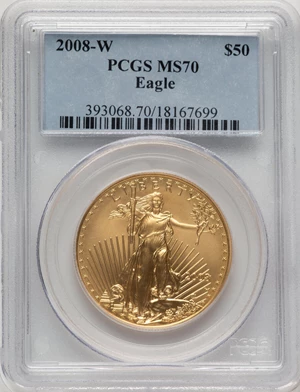 image for: 2008-W $50 One-Ounce Gold Eagle, MS70 PCGS....