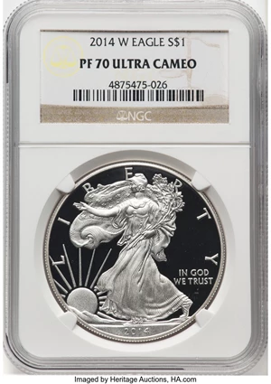 image for: 2014-W $1 Silver Eagle PR70 Ultra Cameo NGC. ...