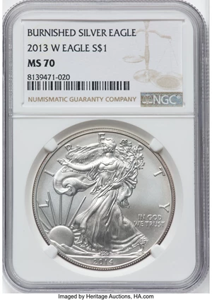 image for: 2013-W $1 Silver Eagle, Burnished, MS70 NGC....