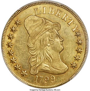 image for: 1799 $10 Small Obverse Stars, BD-4, High R.6, MS63 PCGS. CAC....