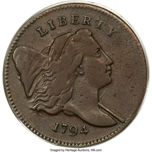 image for: 1794 1/2 C Normal Head, Small Edge Letters, C-4a, B-6b, R.3, XF40 PCGS....