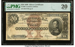 image for: Fr. 309 $20 1880 Silver Certificate PMG Very Fine 20....