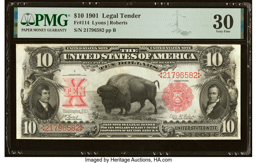 image for: Fr. 114 $10 1901 Legal Tender PMG Very Fine 30....