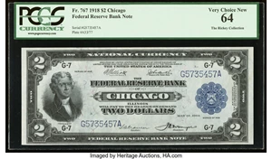 image for: Fr. 767 $2 1918 Federal Reserve Bank Note PCGS Very Choice New 64....