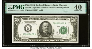 image for: Fr. 2200-G $500 1928 Federal Reserve Note. PMG Extremely Fine 40....
