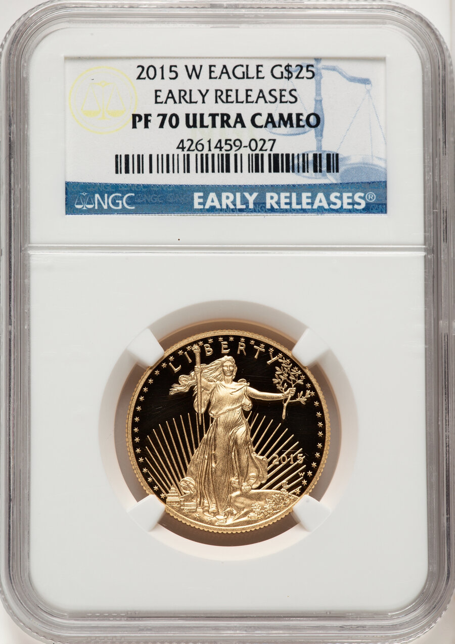 image for: 2015-W $25 Half-Ounce Gold Eagle, Early Releases, PR70 Ultra Cameo NGC....