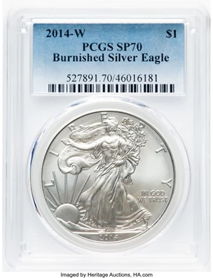 image for: 2014-W $1 Silver Eagle, Burnished SP70 PCGS....