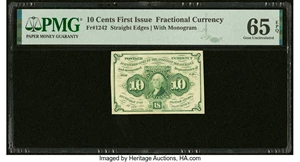 image for: Fr. 1242 10¢ First Issue PMG Gem Uncirculated 65 EPQ....