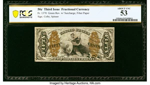 image for: Fr. 1370 50¢ Third Issue Justice PCGS Banknote About Unc 53....