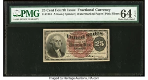 image for: Fr. 1301 25¢ Fourth Issue PMG Choice Uncirculated 64 EPQ....