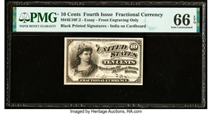 image for: Milton 4E10F.2 10¢ Fourth Issue Face Cardboard Essay PMG Gem Uncirculated 66 EPQ....