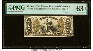 image for: Fr. 1355 50¢ Third Issue Justice PMG Choice Uncirculated 63 EPQ....