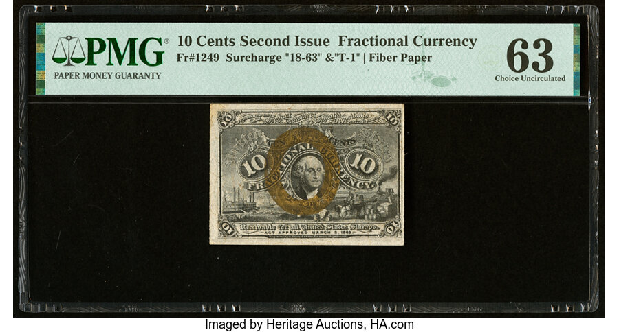 image for: Fr. 1249 10¢ Second Issue PMG Choice Uncirculated 63....