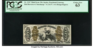 image for: Fr. 1347 50¢ Third Issue Justice PCGS Choice New 63....