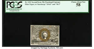 image for: Fr. 1321 50¢ Second Issue PCGS Choice About New 58....