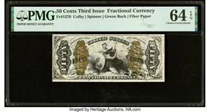 image for: Fr. 1370 50¢ Third Issue Justice PMG Choice Uncirculated 64 EPQ....