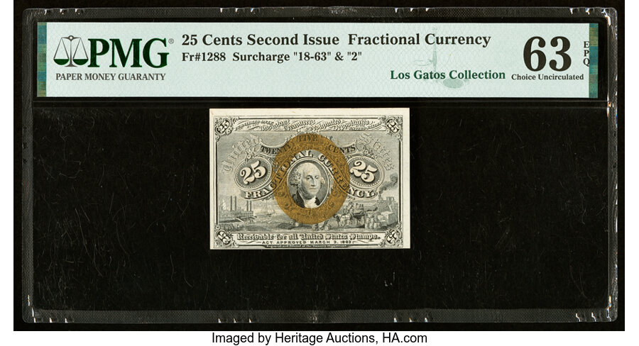 image for: Fr. 1288 25¢ Second Issue PMG Choice Uncirculated 63 EPQ....