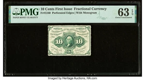 image for: Fr. 1240 10¢ First Issue PMG Choice Uncirculated 63 EPQ....