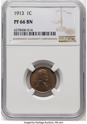 image for: 1913 1C PR66 Brown NGC. NGC Census: (8/1). Mintage 2,848. ...