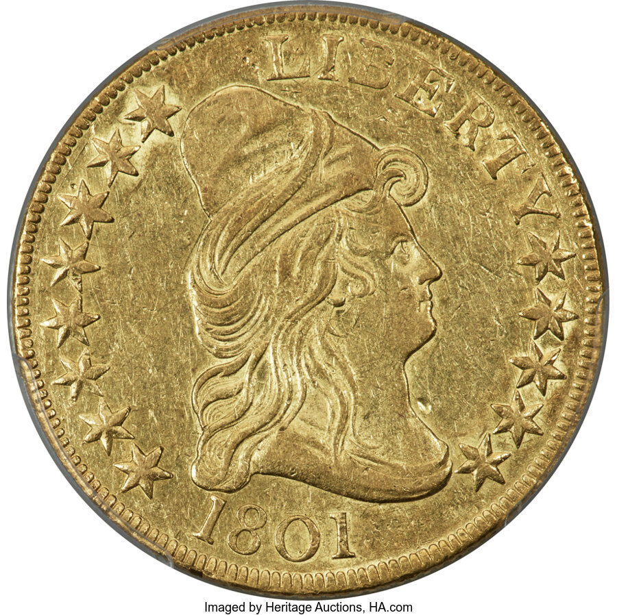image for: 1801 $10 BD-2, R.2, AU53 PCGS....