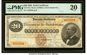 image for: Fr. 1175a $20 1882 Gold Certificate PMG Very Fine 20....