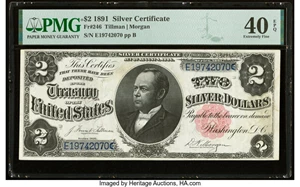 image for: Fr. 246 $2 1891 Silver Certificate PMG Extremely Fine 40 EPQ....