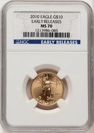 image for: 2010 $10 Quarter-Ounce Gold Eagle, Early Releases MS70 NGC....