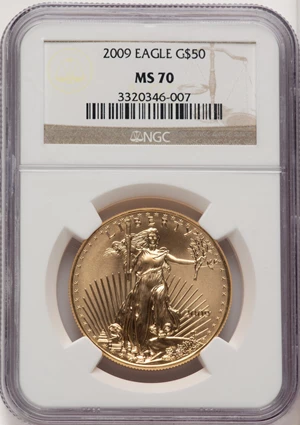 image for: 2009 G$50 One-Ounce Gold Eagle MS70 NGC. Mintage 1,493,000. ...